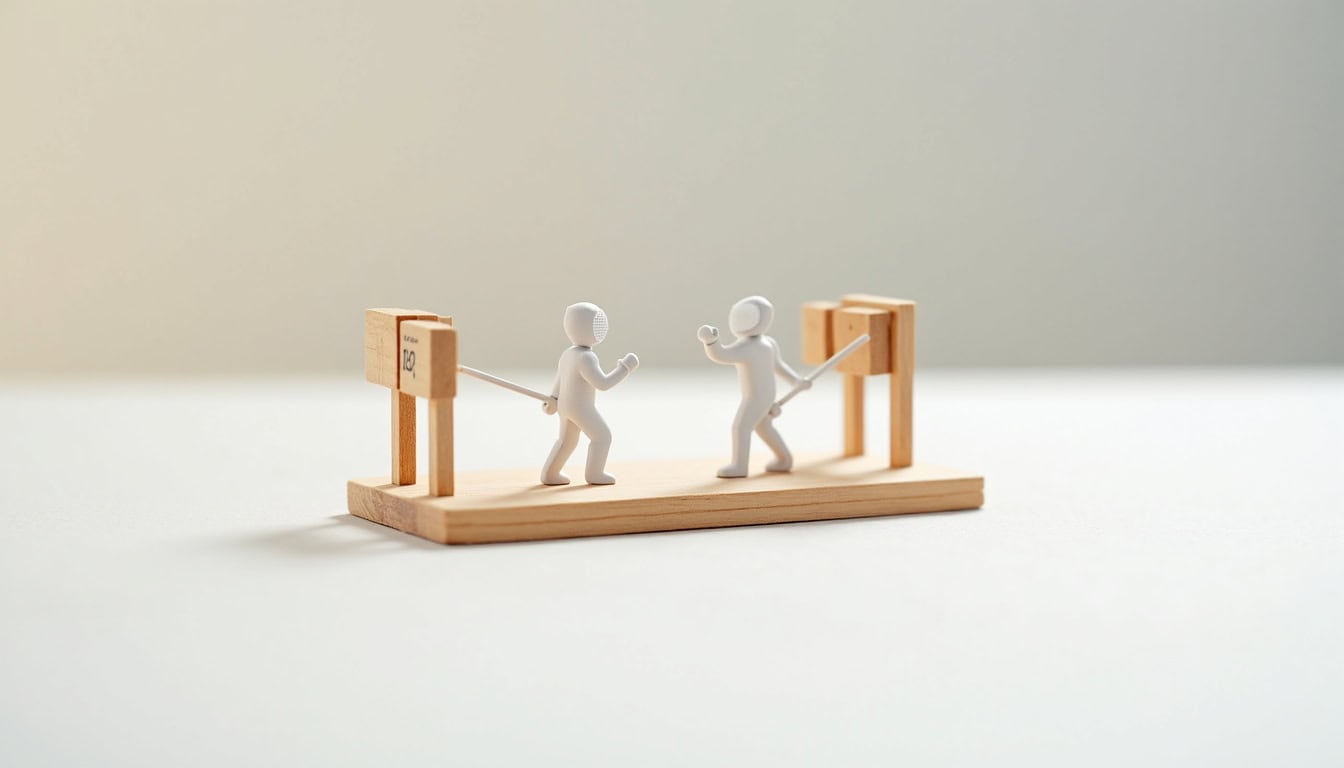 Interface de streaming en direct d’un match d’escrime avec chronomètre et score affichés