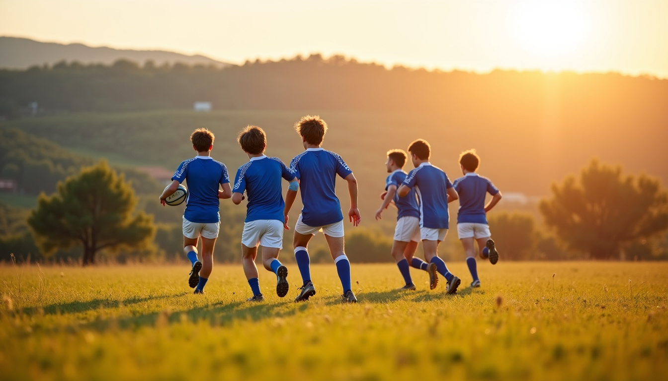 Illustration représentant des jeunes joueurs de rugby en train de s
