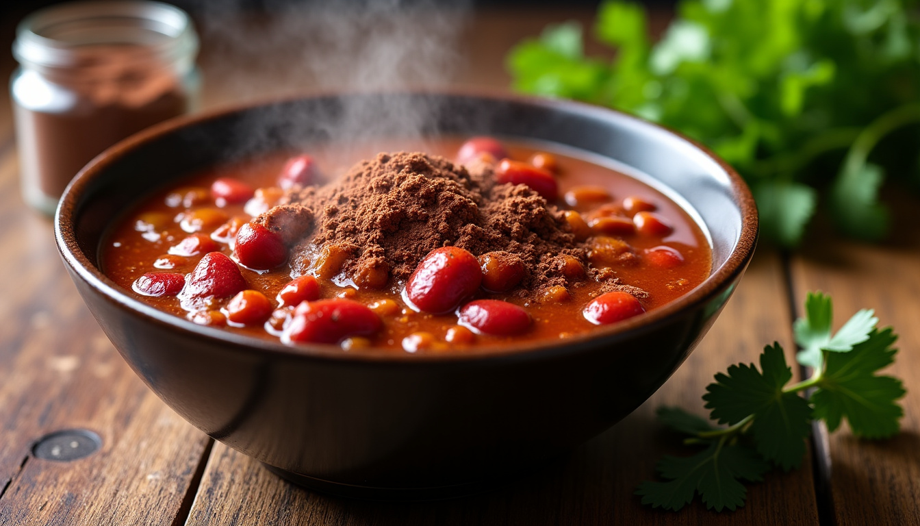 Préparation d’un chili con carne avec ajout de cacao maigre en poudre