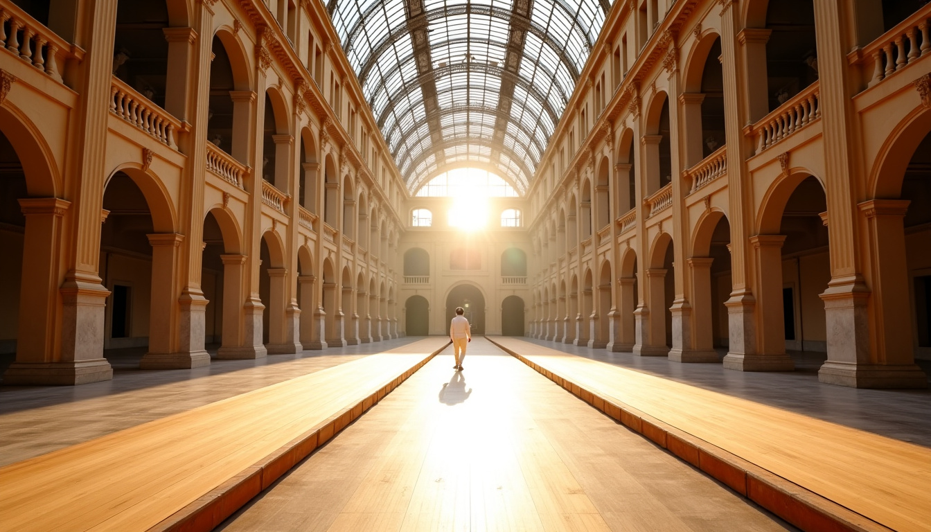Vue intérieure du Grand Palais transformé pour accueillir les épreuves d